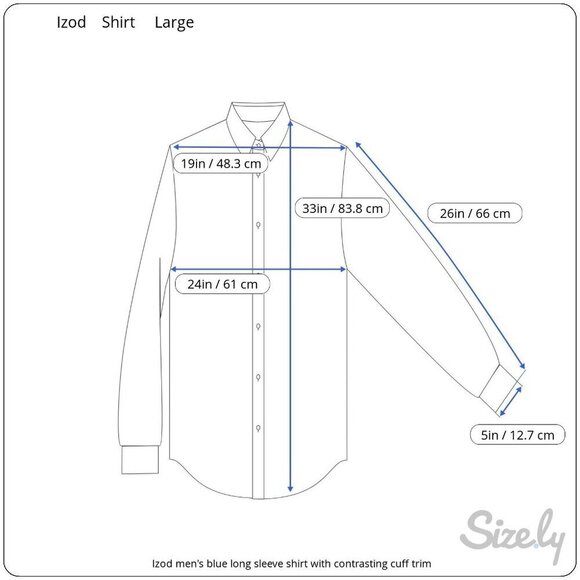 Izod Mens Blue Plaid Button Down Long Sleeve Shirt Contrasting Cuff Trim Large - Picture 5 of 7